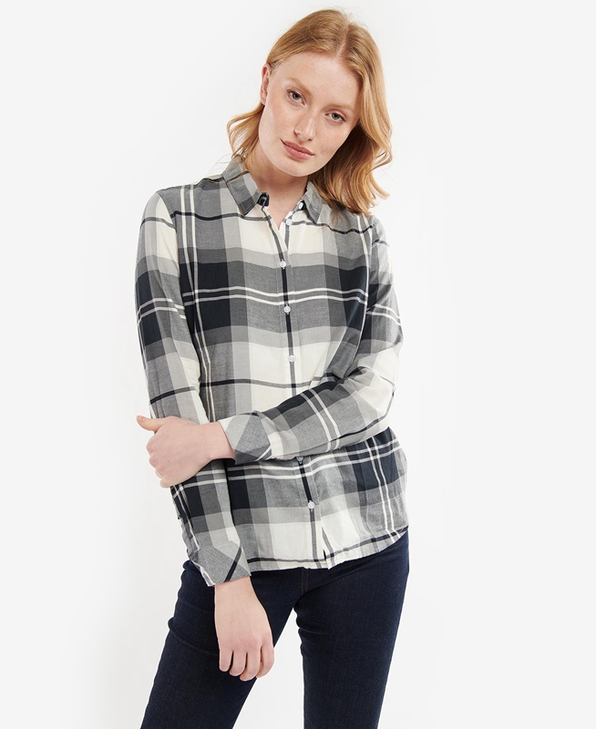 Camisas Barbour Bredon Mujer Negras Gris | 743169-QNI