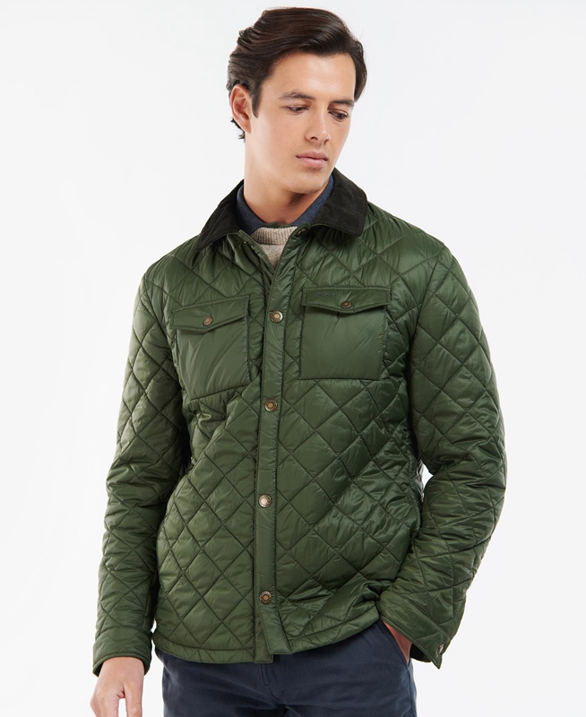 Chaqueta Acolchada Barbour Shirt Hombre Verde | 681720-QWB