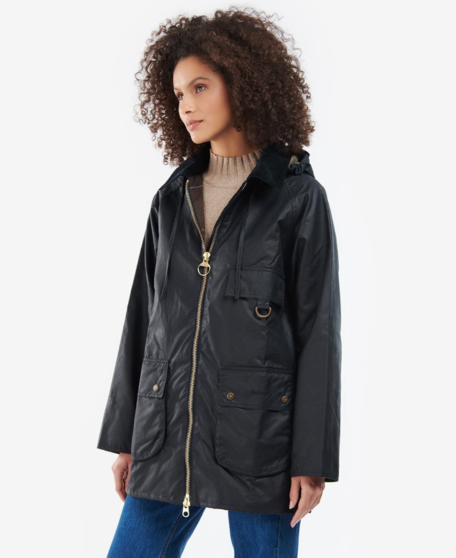 Chaqueta Encerada Barbour Highclere Mujer Negras | 362497-YIN