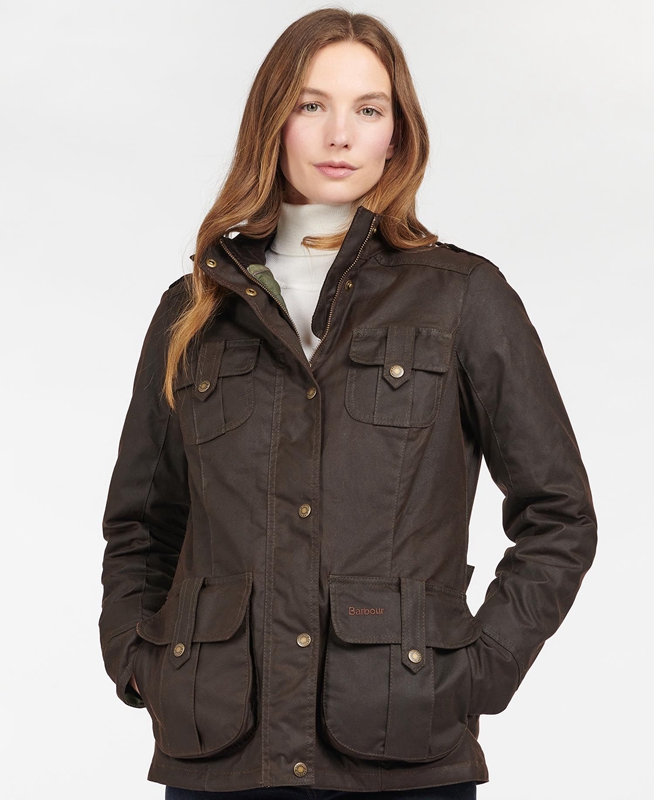 Chaqueta Encerada Barbour Invierno Defence Mujer Marrones | 681579-IEO