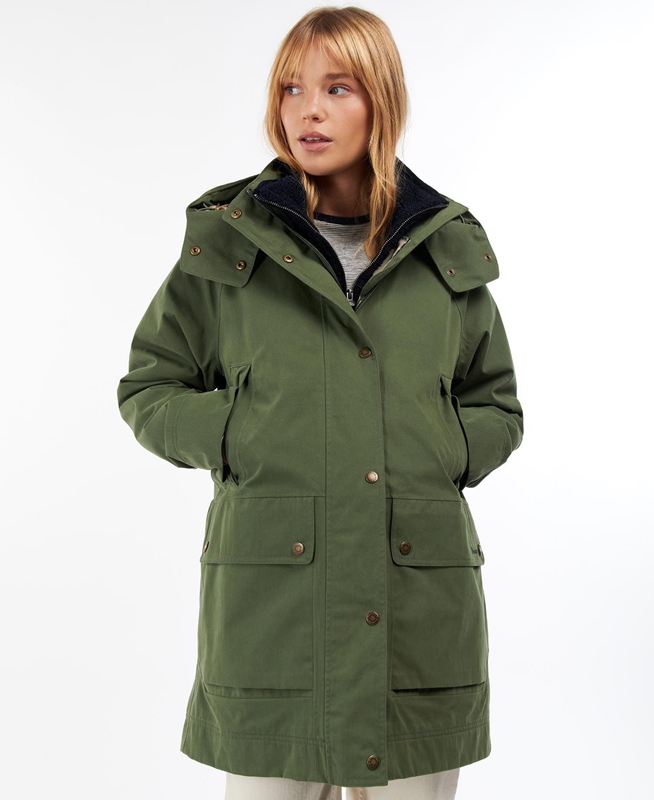 Chaqueta Impermeable Barbour Clary Mujer Verde | 745918-JZR