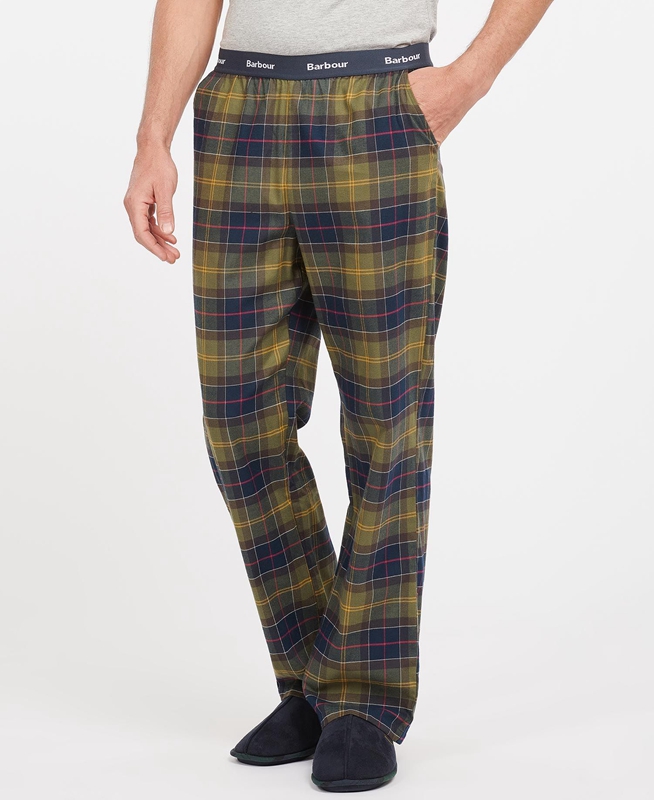 Pantalones Barbour Hose Glenn Tartan Hombre Verde Oliva | 923865-QWO