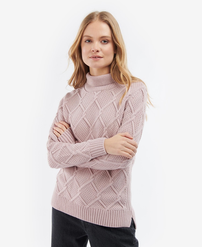 Suéteres Barbour Burne Roll Neck Knit Mujer Rosas | 578490-CWF