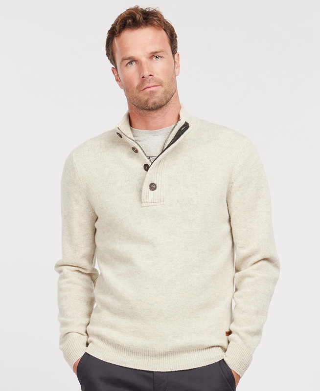 Suéteres Barbour Essential Patch Half Zip Hombre Beige | 459321-ASR