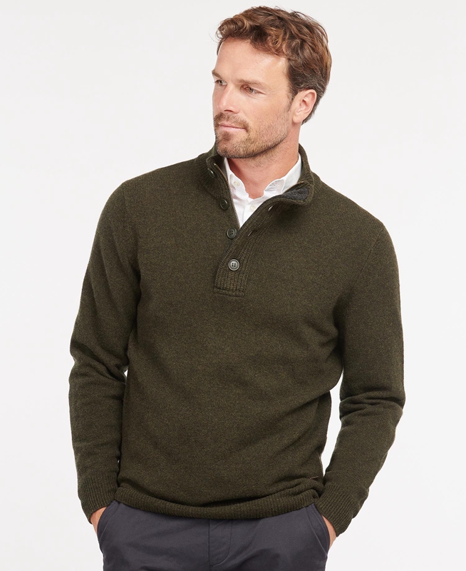 Suéteres Barbour Essential Patch Half Zip Hombre Verde Oliva | 485920-XPR