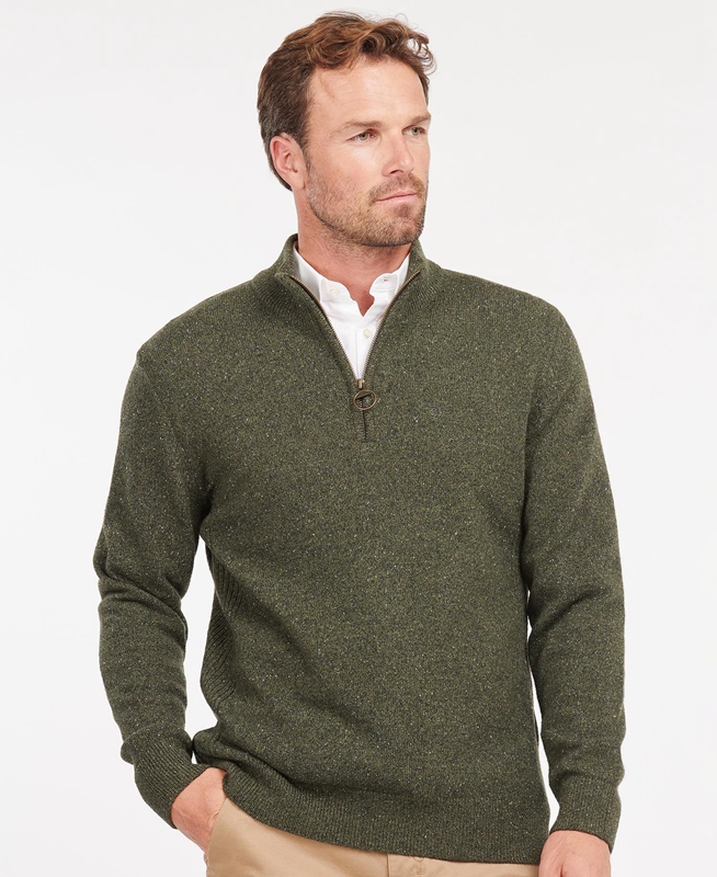 Suéteres Barbour Essential Tisbury Half Zip Hombre Verde Oliva | 526930-GDC