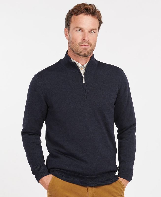 Suéteres Barbour Gamlan Half Zip Hombre Azules | 569203-XTY