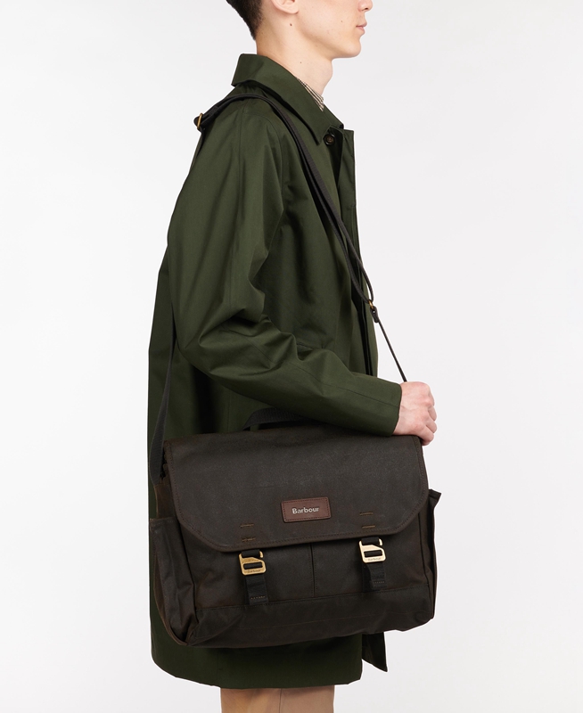 Bolsas Barbour Essential Wax Messenger Hombre Verde Oliva | 132649-DUN