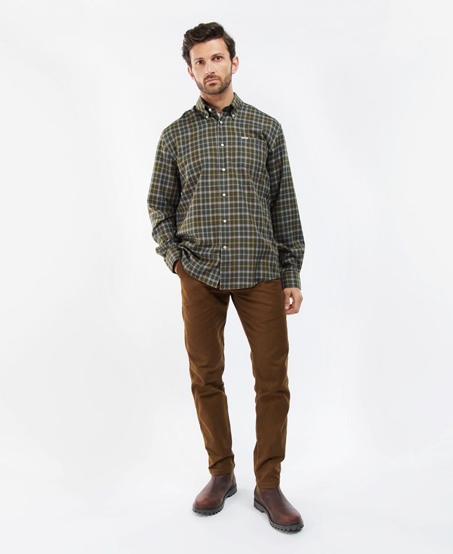 Camisas Barbour Coll Thermo Hombre Verde Oliva | 809632-AVW