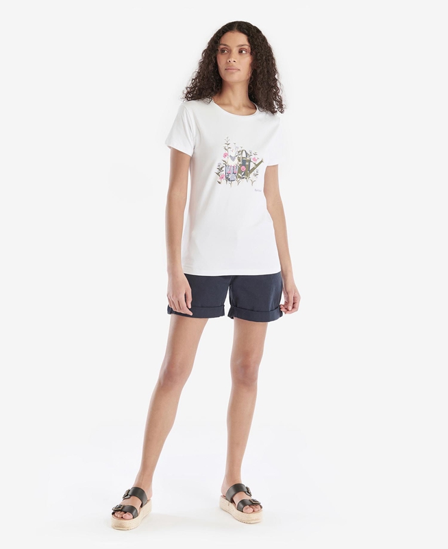 Camiseta Barbour Melrose Mujer Blancas | 152309-RNS