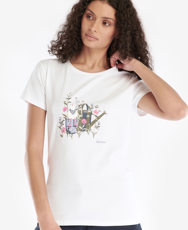 Camiseta Barbour Melrose Mujer Blancas | 152309-RNS