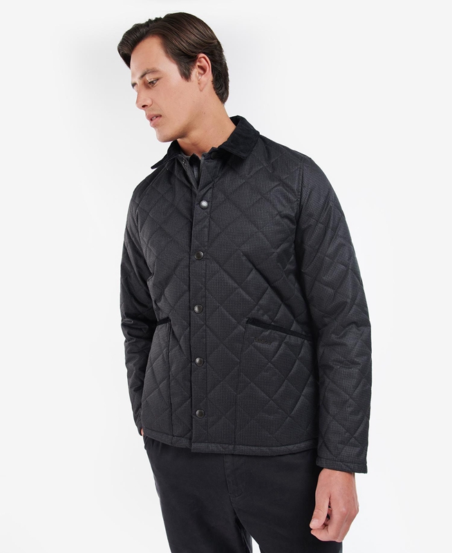 Chaqueta Acolchada Barbour Checked Heron Hombre Negras | 896501-GYF