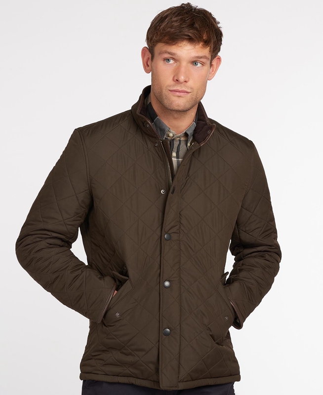 Chaqueta Acolchada Barbour Powell Hombre Verde Oliva | 185092-GLW