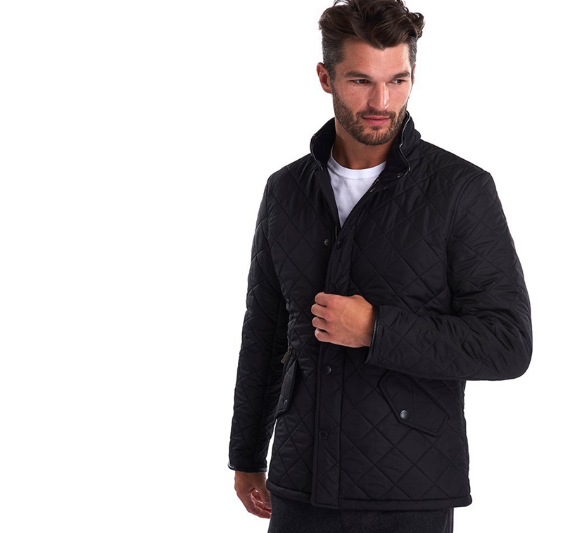 Chaqueta Acolchada Barbour Powell Hombre Negras | 827645-AWN