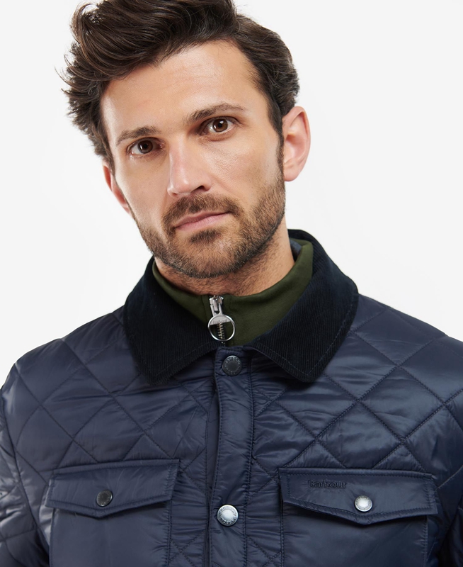 Chaqueta Acolchada Barbour Shirt Hombre Azul Marino | 107432-MKN