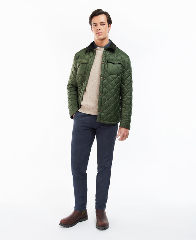 Chaqueta Acolchada Barbour Shirt Hombre Verde | 681720-QWB