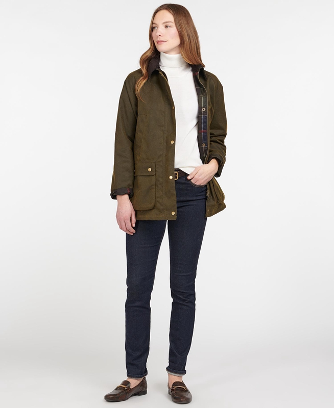 Chaqueta Encerada Barbour Acorn Waxed Algodon Mujer Verde | 238540-GDF