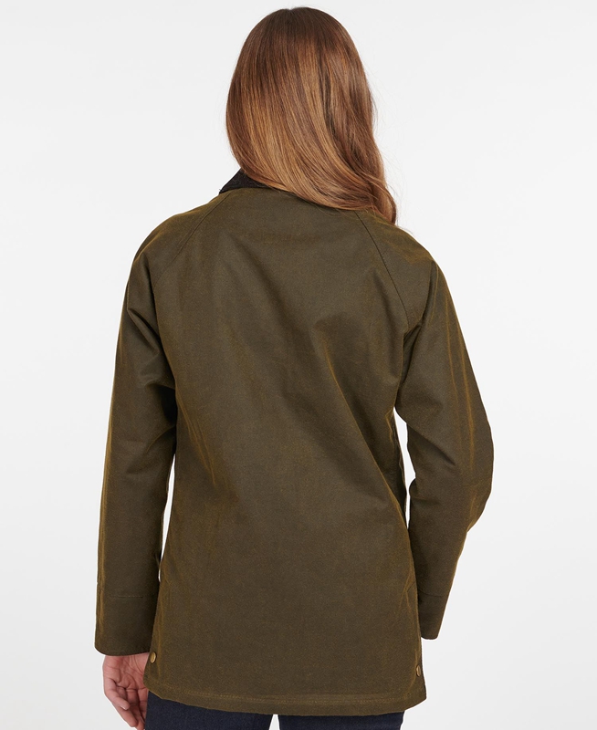 Chaqueta Encerada Barbour Acorn Waxed Algodon Mujer Verde | 238540-GDF