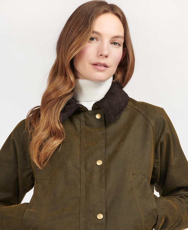 Chaqueta Encerada Barbour Acorn Waxed Algodon Mujer Verde | 238540-GDF