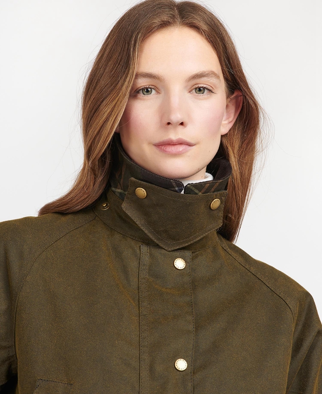 Chaqueta Encerada Barbour Acorn Waxed Algodon Mujer Verde | 238540-GDF