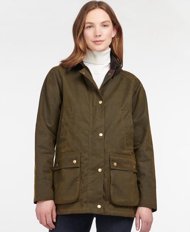 Chaqueta Encerada Barbour Acorn Waxed Algodon Mujer Verde | 238540-GDF