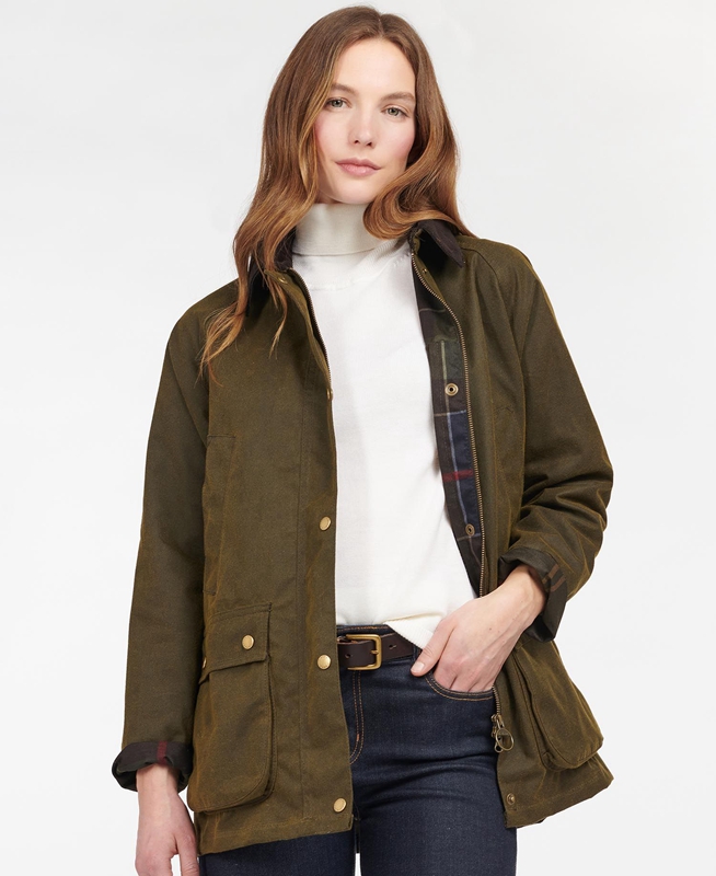 Chaqueta Encerada Barbour Acorn Waxed Algodon Mujer Verde | 238540-GDF