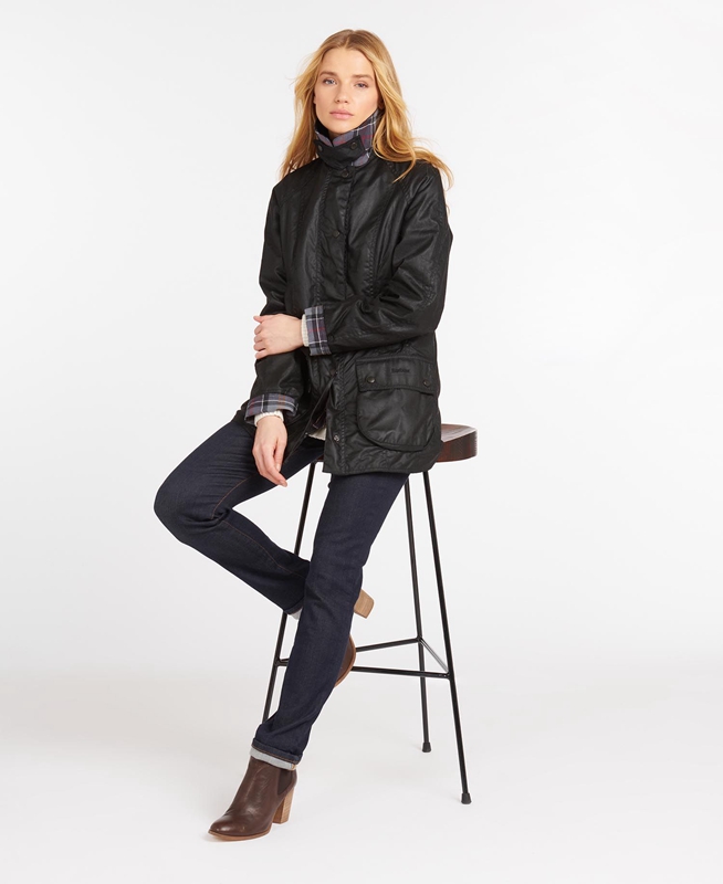 Chaqueta Encerada Barbour Beadnell® Mujer Negras | 310487-PZR