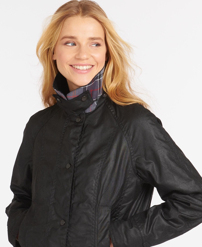 Chaqueta Encerada Barbour Beadnell® Mujer Negras | 310487-PZR