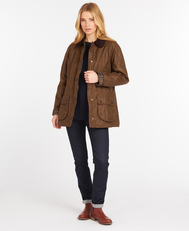 Chaqueta Encerada Barbour Beadnell® Mujer Marrones | 601279-KMR