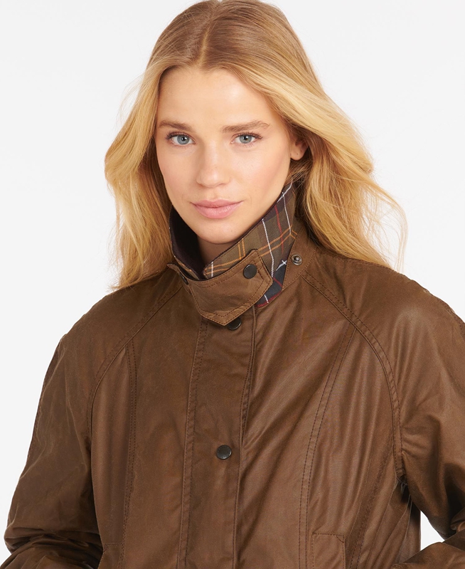 Chaqueta Encerada Barbour Beadnell® Mujer Marrones | 601279-KMR