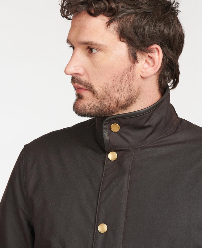 Chaqueta Encerada Barbour Hereford Hombre Marrones | 192563-ZWU