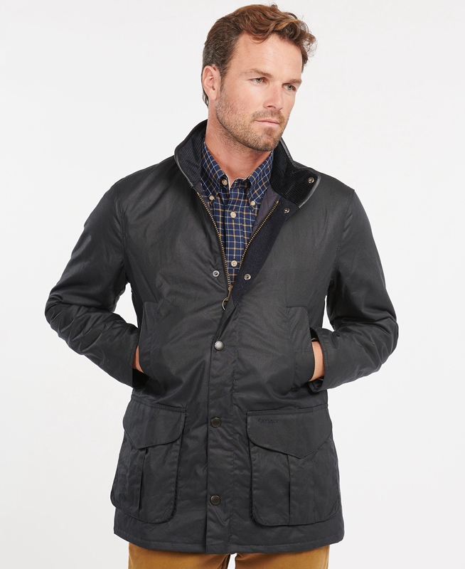 Chaqueta Encerada Barbour Hereford Hombre Azules | 194263-ZSX