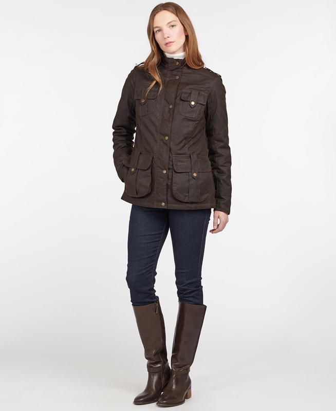 Chaqueta Encerada Barbour Invierno Defence Mujer Marrones | 681579-IEO