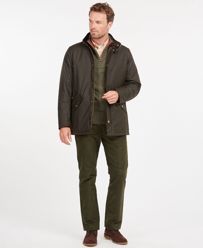 Chaqueta Encerada Barbour Prestbury Hombre Verde Oliva | 435907-FAC