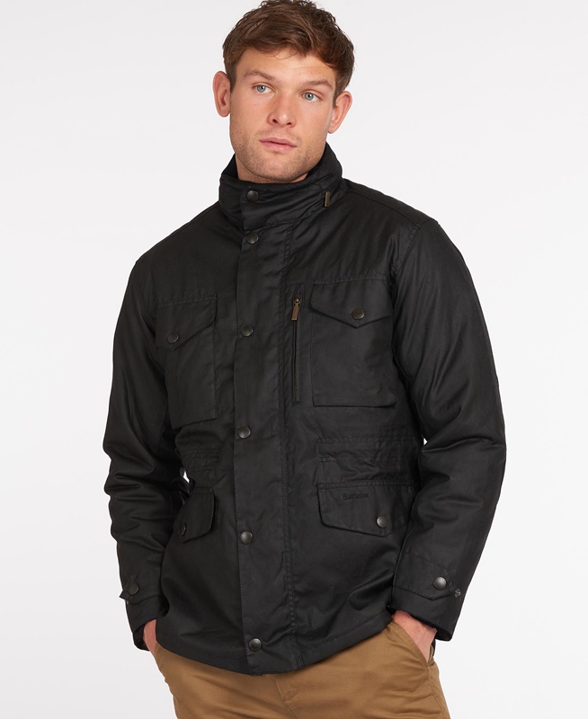 Chaqueta Encerada Barbour Sapper Hombre Negras | 584362-ZVE