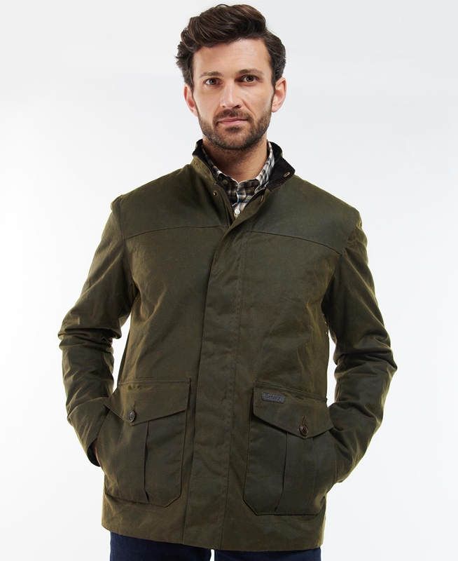 Chaqueta Encerada Barbour Sheldon Hombre Verde Oliva | 935416-XQG