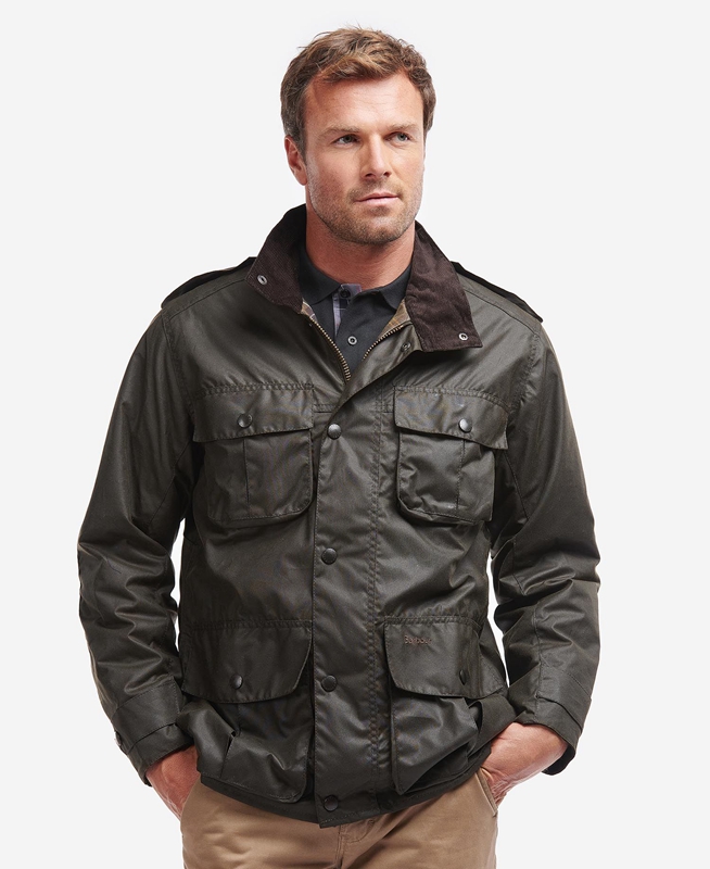 Chaqueta Encerada Barbour Trooper Hombre Verde Oliva | 465790-ARN