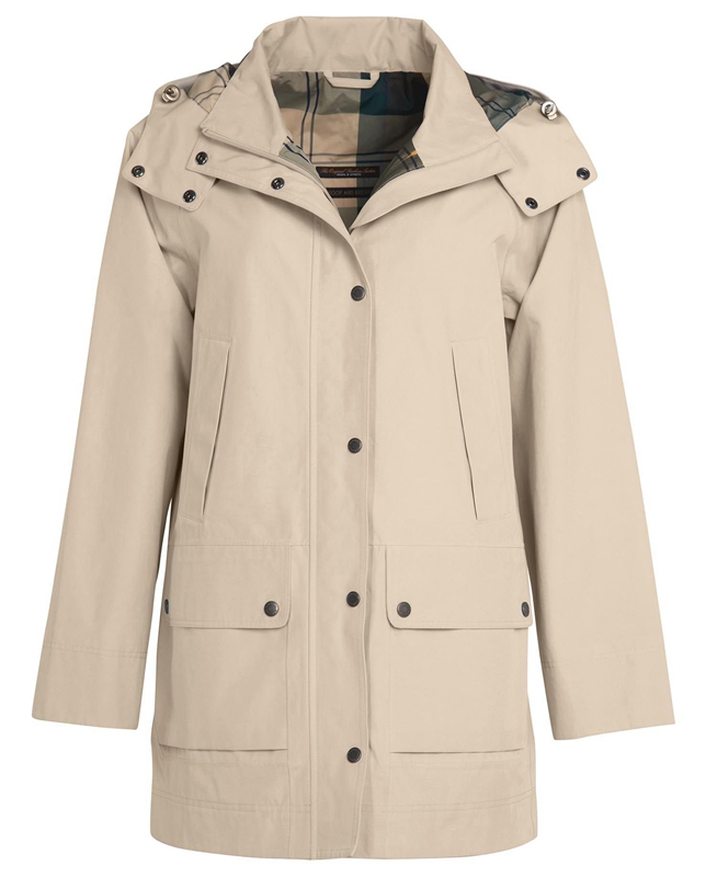 Chaqueta Impermeable Barbour Clary Mujer Beige | 296503-QVZ