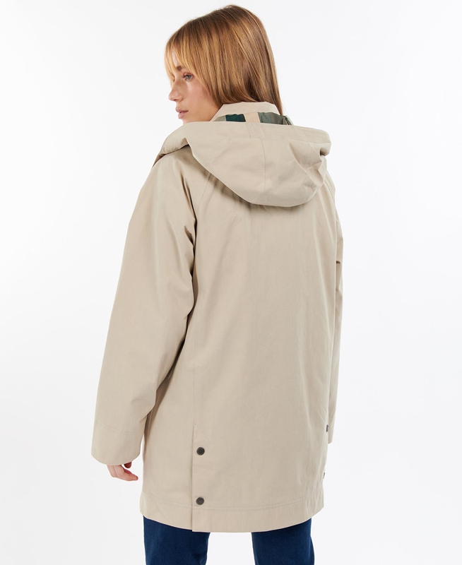 Chaqueta Impermeable Barbour Clary Mujer Beige | 296503-QVZ