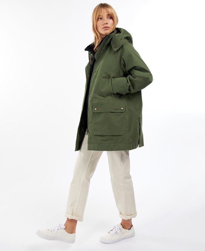 Chaqueta Impermeable Barbour Clary Mujer Verde | 745918-JZR