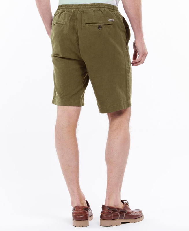 Pantalones Barbour Linen Algodon Mix Hombre Verde | 093867-BZK