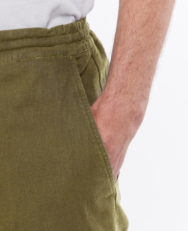 Pantalones Barbour Linen Algodon Mix Hombre Verde | 093867-BZK