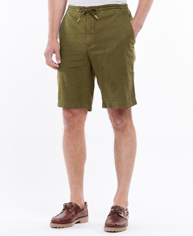 Pantalones Barbour Linen Algodon Mix Hombre Verde | 093867-BZK