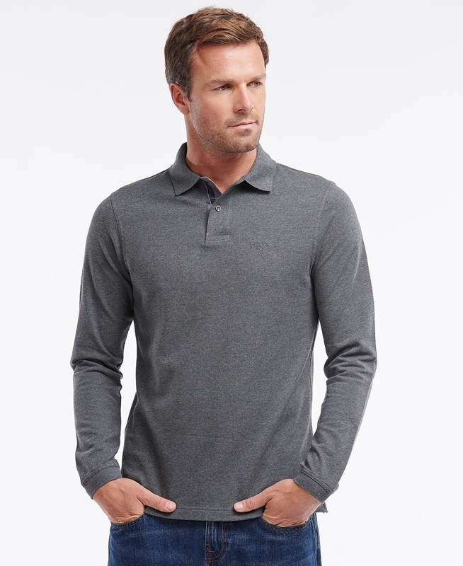 Polo shirts Barbour Essential Langarmshirt Sports Hombre Gris | 305849-WAN