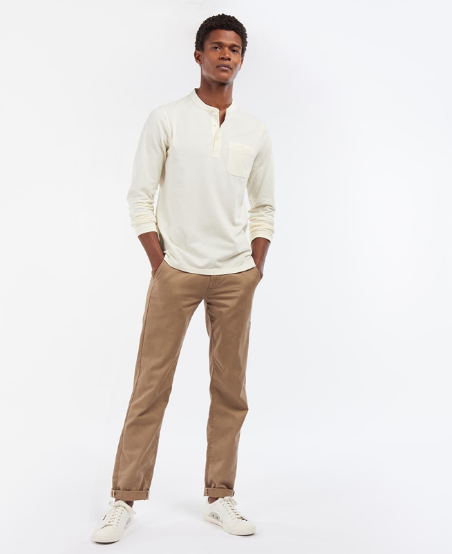 Polo shirts Barbour Explorer Henley Hombre Creme | 860412-JWF