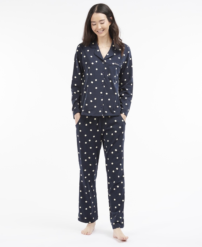 Ropa De Dormir Barbour Dotty PJ Set Mujer Azul Marino | 451392-MZX