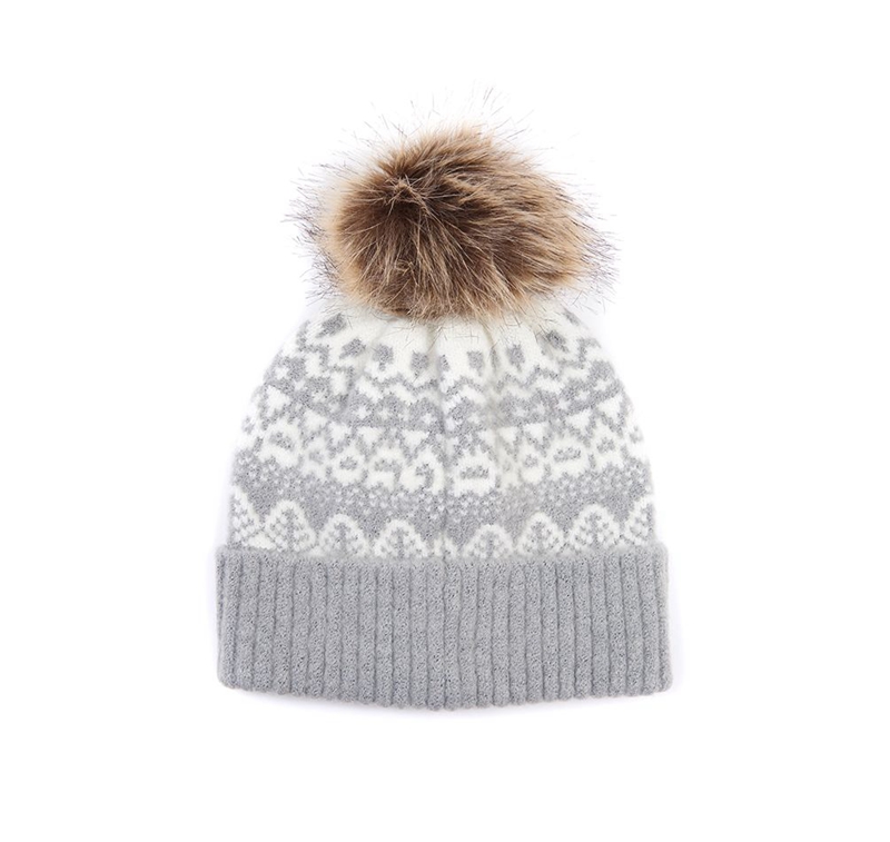 Sombreros Barbour Beanie Alpine Fair Isle Pom Mujer Gris | 041823-BIL