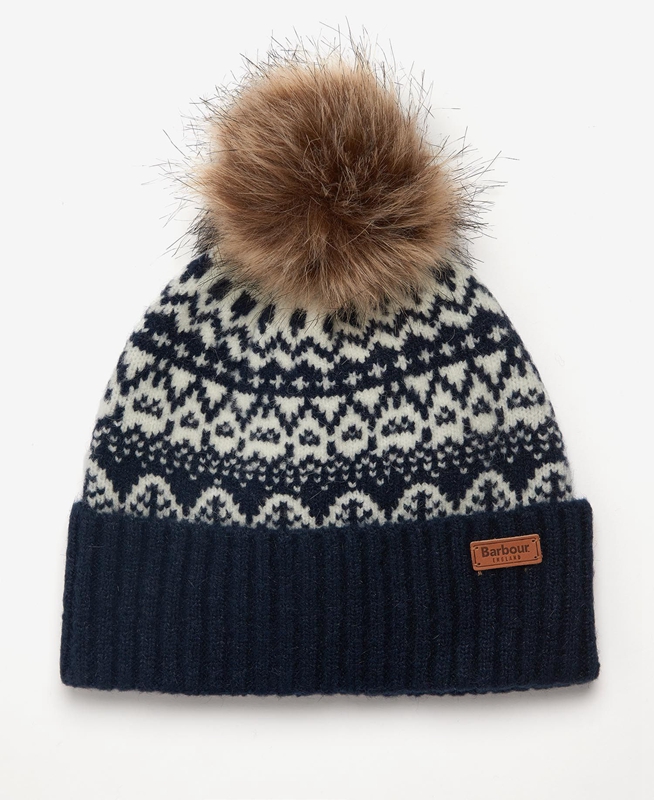 Sombreros Barbour Beanie Alpine Fair Isle Pom Mujer Azul Marino | 627538-YJH