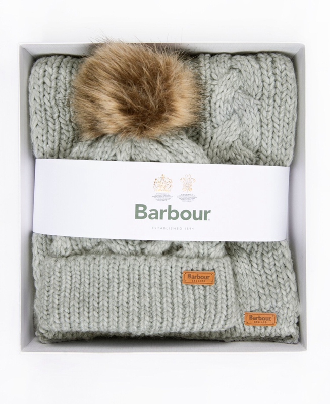 Sombreros Barbour Penshaw Beanie & Scarf Set Mujer Gris | 740562-VYC