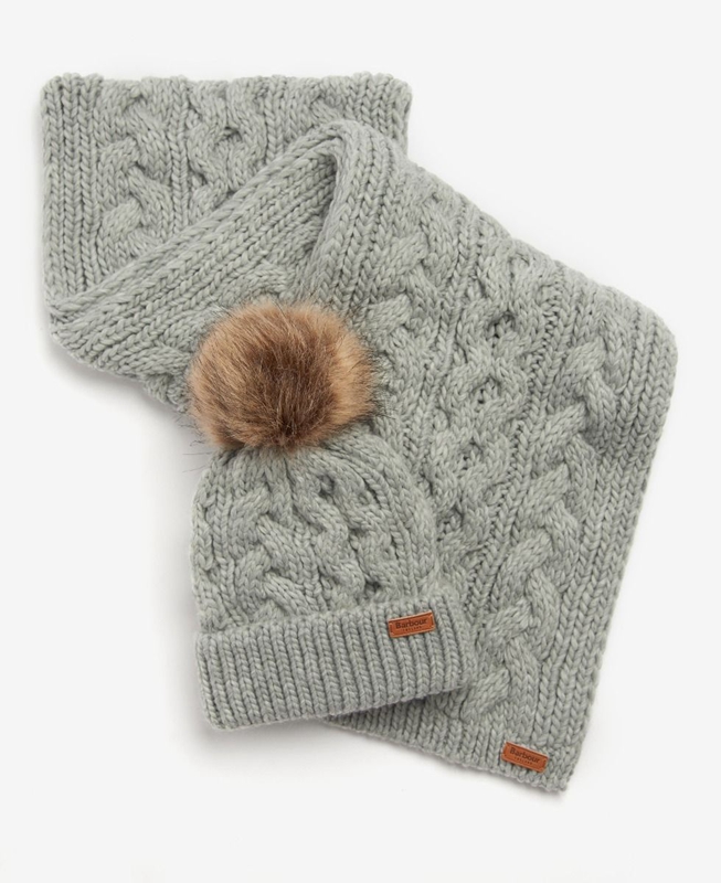 Sombreros Barbour Penshaw Beanie & Scarf Set Mujer Gris | 740562-VYC